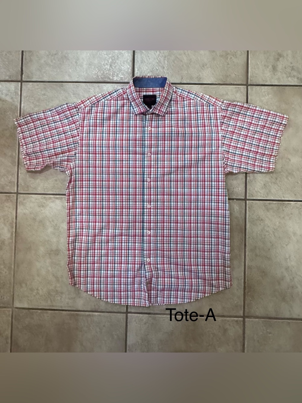 LINEA UOMO Men's Short-Sleeve Plaid Button-Down Shirt - Red/Blue/White